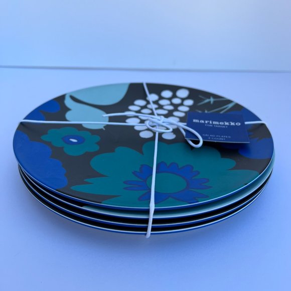 MARIMEKKO for Target NWT Melamine Salad Plate Set of 4 Blue Mix RARE NEW - Picture 3 of 10
